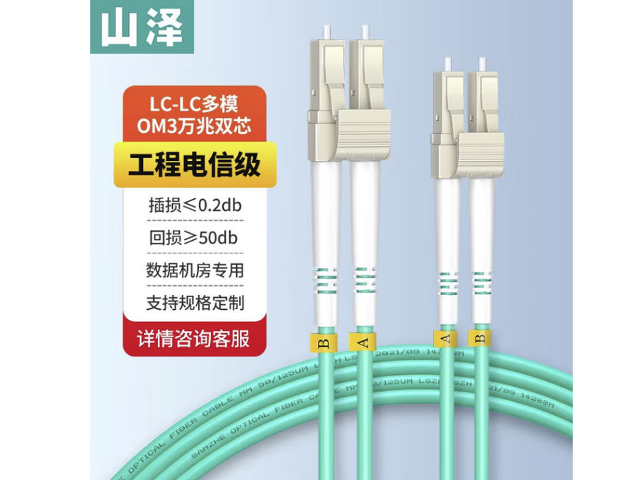 山泽 电信级万兆光纤跳线 LC-LC多模双芯OM3-300 低烟无卤入户光纤线 收发器尾纤 LC-LC多模双芯OM3
