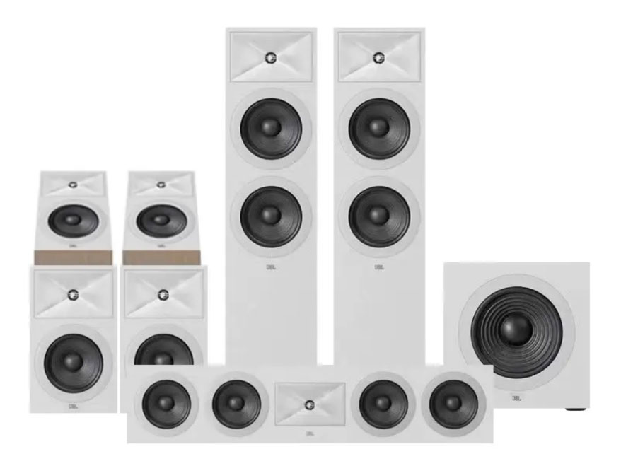 JBL  STAGE260F 5.1.2全景声家庭影院音箱套装 白色 STAGE260F落地主音箱*2|STAGE240B环绕音箱*2|STAGE245C中置音箱STAGE240H天空音箱*2 |STAGE 200P低音炮*1