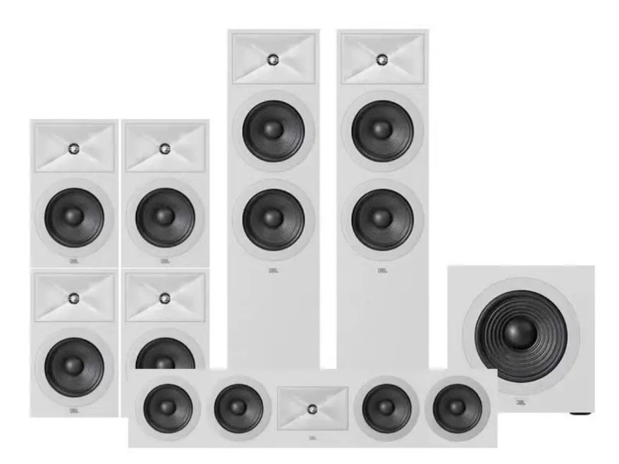 JBL 260F 7.1家庭影院音箱套装.白色 STAGE26OF落地主音箱*2 STAGE240B环绕音箱*4 STAGE245C中置音箱 STAGE 20OP 低音炮*1 STAGE