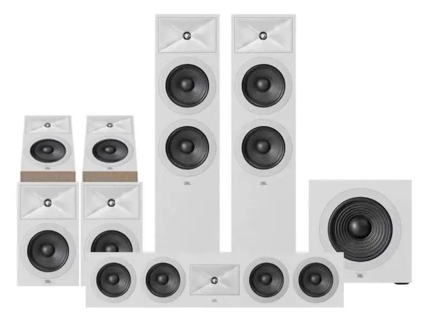 JBL STAGE280F 5.1.2家庭影院音箱套装.白色STAGE280F落地主音箱*2|STAGE240B环绕音箱*2|STAGE245C中置音箱 STAGE 240H天空音箱*2|STAGE 220P低音炮*1