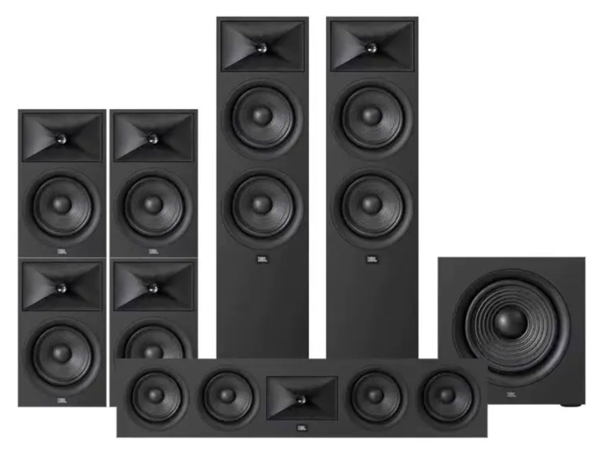 JBL STAGE 280F 7.1家庭影院音箱套装.黑色 STAGE280F落地主音箱*2|STAGE240B环绕音箱*4|STAGE245C中置音箱 STAGE 22OP 低音炮*1 