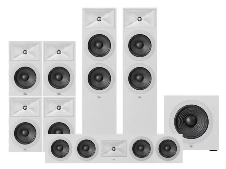 JBL STAGE 280F 7.1家庭影院.白色 STAGE280F落地主音箱*2|STAGE240B环绕音箱*4STAGE245C中置音箱 STAGE 220P低音炮*1