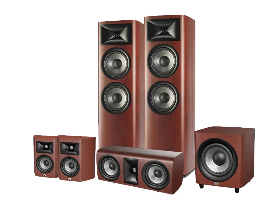 JBL 5.1影院套装 红色 主音箱  STUDI0680*2 中置音箱  STUDI0625C*1 环绕音箱  STUDIO610*2 低音炮 STUDIO650P*1