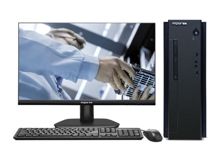 浪潮（INSPUR）CE300Z 信创自主可控商用办公台式机电脑主机 升级兆芯KX-U6780A 支持window系统 麒麟系统试用版 主机+23.8英寸显示器 8G/512G固态/2G独显